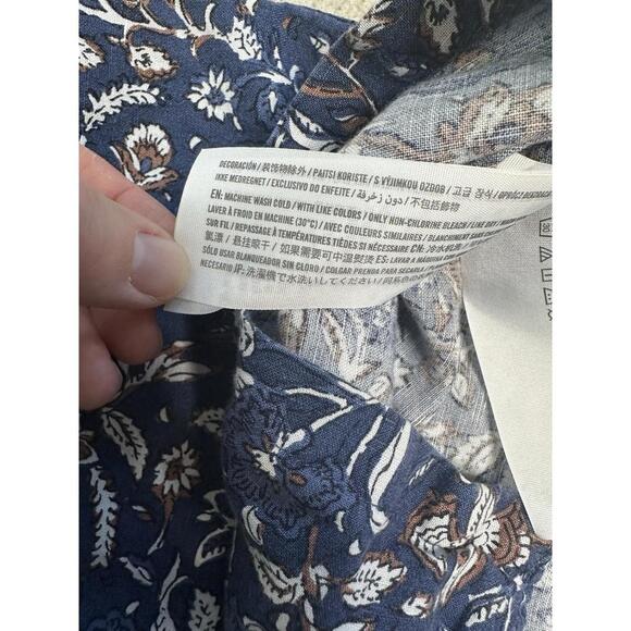 Abercrombie & Fitch Floral Button Up Linen Shirt Mens Size M Navy Blue Resort - Picture 6 of 6